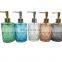 New Design Wholesale Home Decorative Bathroom Normal Size Spray Blue Glass Jars And Bottles 350ML Jar With Gold Pump Lid