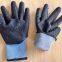 grey polyester 7 gauge knitted wrinkled latex palm coated safety work gloves