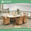 Wholesale customized white rattan outdoor dinning set with 6 chairs