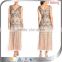 New Ladies Off Neck Brown Lace Long Casual Dress