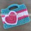 fashion women crochet hand bag with heart pattern