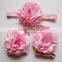 High quality Newborn Baby Barefoot Sandals with Matching Satin Flower Headband