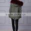 Short Wine Fox Fur Lined With Raccoon Fur Collar Trim Hooded Parka Coat Supplier's Choice