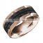 Custom men women's inlay CZ wedding engagement band titanium carbon fiber band ring