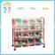 Preschool fruniture 4 layers steel Material toy Storage Shelves with plastic bins for sale