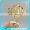 Factory manufacturer high quality acrylic material custom golden mirror cake topper