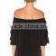 summer women black off shoulder design blouse 2016