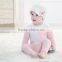 Baby Girls Appliqued Knitted Hats White, Infants&Toddlers Crocheted Hats