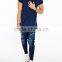 Mens Skinny Unique Design Zipper Blue Stretch Spandex Jeans Mid Waist Urban Style