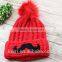 cartoon smile face lovely acrylic knitted with faux fur ball beanie women men autumn winter cap warm hat