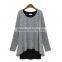 New design irregular two color fake two pcs long sleeve women wear loose T shirt water fall