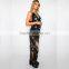 Plunge open leg ladies jumpsuit floral print new design clothing