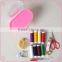 Full complete pink sewing kit with plastic box
