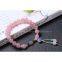 Neffly jewelry nature Rose Quartz Bracelet with S925 silver bluing accessories.8 mm