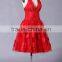 2017 new designer ruffle knee-length poly chiffom evening dress ED108