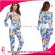 2016 summer new printed floral ladies deep-v-shaped jumpsuit