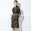 wholesale women clothing spring wear fashion lapel waist tie long sleeves jacquard cloth overknee trench coat