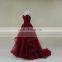 Burgundy plus size women evening dress guangzhou