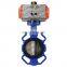 Bundor 150LB sanitary DN100 welded wafer cast iron pneumatic butterfly valve