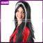 long black red high light straight syntehtic fiber halloween party witch hair wig