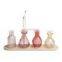 K&B colorful small transparent glass vase four transparent vases with board for home decor