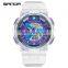 SANDA 298 High Quality White Unisex Digital Watch Designer Silicone Band Waterproof 2 Time Zone Low Moq Lovers Wristwatch