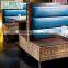 High Quality Double Designer Side Leather Upholstery Rattan Restaurant Booth Seating Sofa