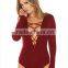 New Arrive Women Sexy Metal Rope Design Jumpsuit Bodysuit With Long Sleeve Rompers Overalls Women