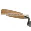 Margin trowel w/wooden handle, carbon steel finishe blade