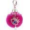 Custom blue Rabbit Fur ball keychain with Evil eye pendant                        
                                                Quality Choice