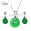 Hot selling new fashion green circle pendant jewelry set, necklace and earrings Jewelry Sets