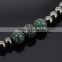Custom 24k 4mm Copper Beads Nylon Cord Charm Bracelet With AAA Grade Green CZ Gemstone Beads Braided Bracelets