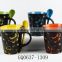12oz ceramic hand paint mixer cups matt black and spoon for cheap sale