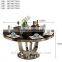 Foshan wholesale modern home furniture round 8 seats glass dining table