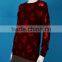 Womens' crew neck drop shoulder long sleeve pullover knitted sweater with burn out print