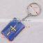 2016 new design key chain key holder clearly blue with cross & dove square key chain split key ring clip wholesale gift souvenir