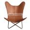 Metal Butterfly Chair for Outdoor Garden With folding Frame Iron Chair With Brown Original Leather