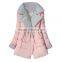 2016 Customized Manufacture Fashionable Korean Style Winter Thick Turn-down Collar Medium Style Ladies Coats With Braid