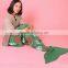 Customized size and color christmas green knitted mermaid tail blanket for ladies