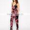 Adjustable Strap Low Round Neck Floral Print Jumpsuit Wholesale Floral Print Jumpsuit