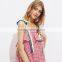 Cute ruffled hem self tie dress, ladies red cotton sleeveless dress