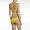 Anly Wholesale Ladies Skinny Shoulder Straps Yellow Stretch Seersucker Swimsuit