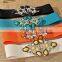 customize wholesale women ladies fashion retro enthic tribal elastic extra wide belt with stone shell