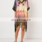 Women kaftan print beach dress fringed bandeau beachwear bikini cover up