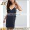 Women Summer Mini Cami Dress Woven Dress with Eyelet Details Adjustable Spaghetti Strap V-neck Dress in Black