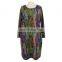 Multi Color Abstract Print Free Size Senior Women Long Dress Clothing