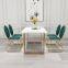 Modern marble top golden chrome leg long dining table for restaurant
