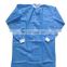 Blue medical lab coat with knit collar and cuff