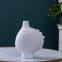 Abstract People Face Nordic Style White Ceramic Vase Three-Piece For Soft Decoration