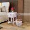 White Nightstand End Side Table Bedroom Home Storage Furniture with 1 Wicker Basket
